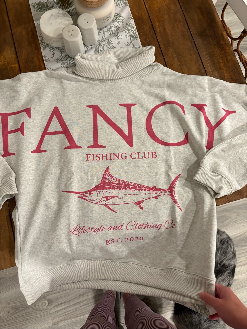 Fancy fishing club roll neck sweatshirt